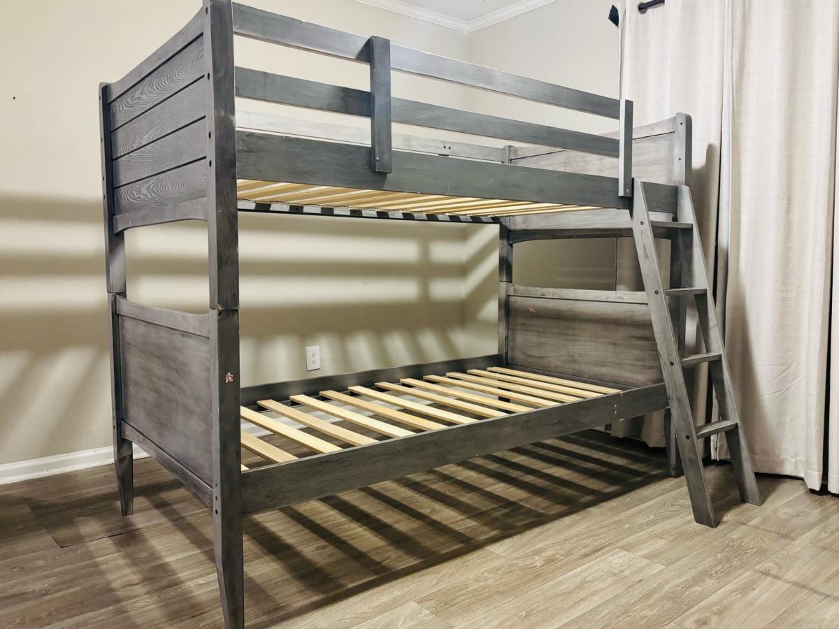 TwinoverTwin Bunk Bed Builtin ladder Solid Wood Rustic Gray - Houston, Texas - FleaMarketBay
