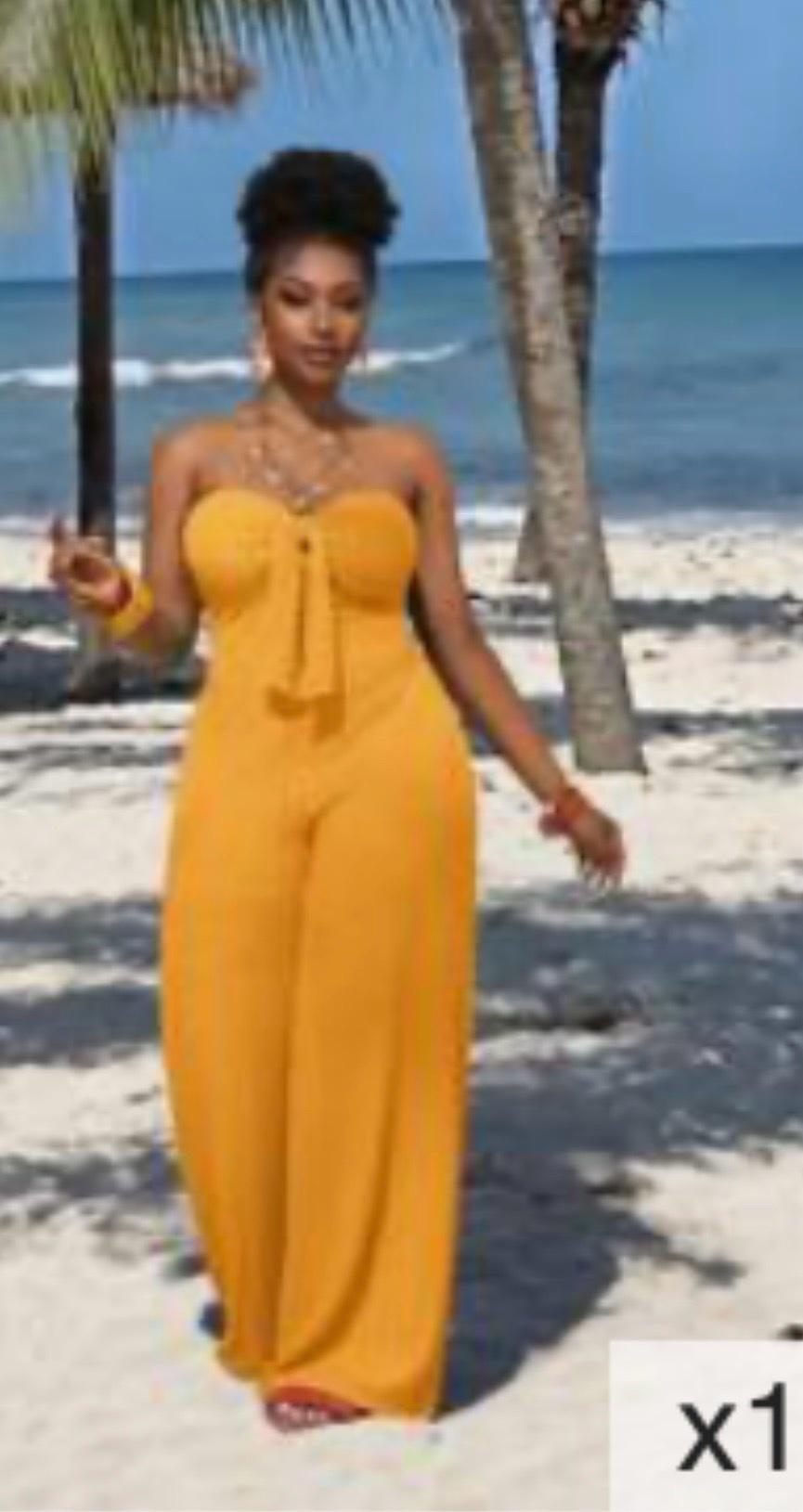 mustard yellow one piece jump xl - Lynn, Massachusetts - FleaMarketBay