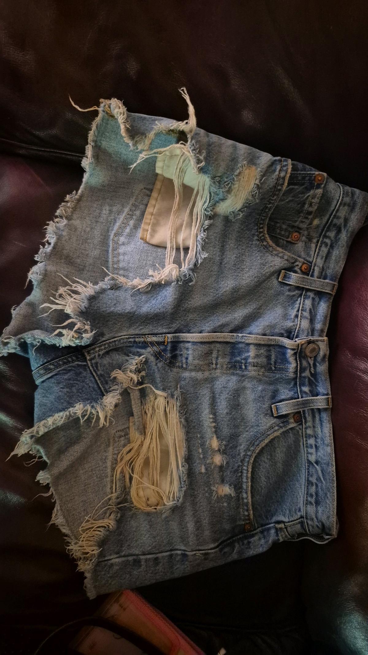 Cute Levi Strauss Ripped Jean Shorts - Sedgwick, Kansas - FleaMarketBay