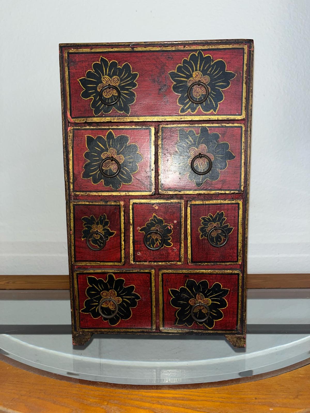 Hand Painted Apothecary Drawer Chest - Corona, California - FleaMarketBay