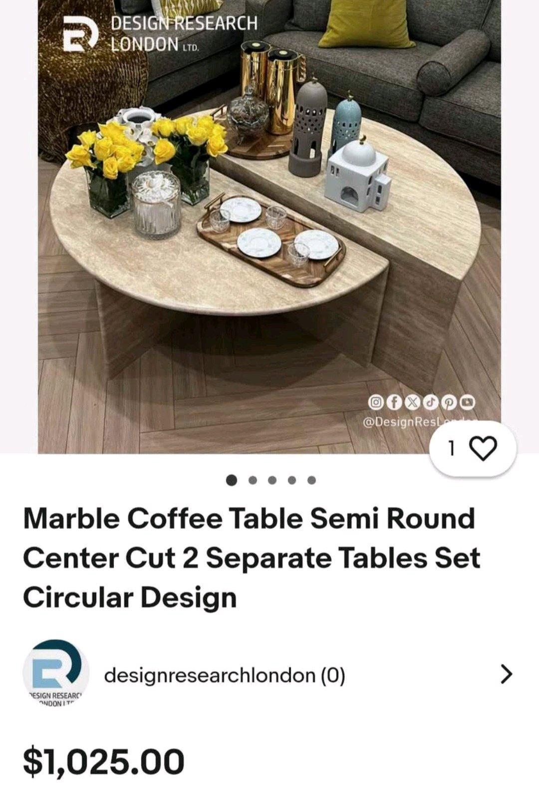 Solid semi circle marble table - Knoxville, Tennessee - FleaMarketBay