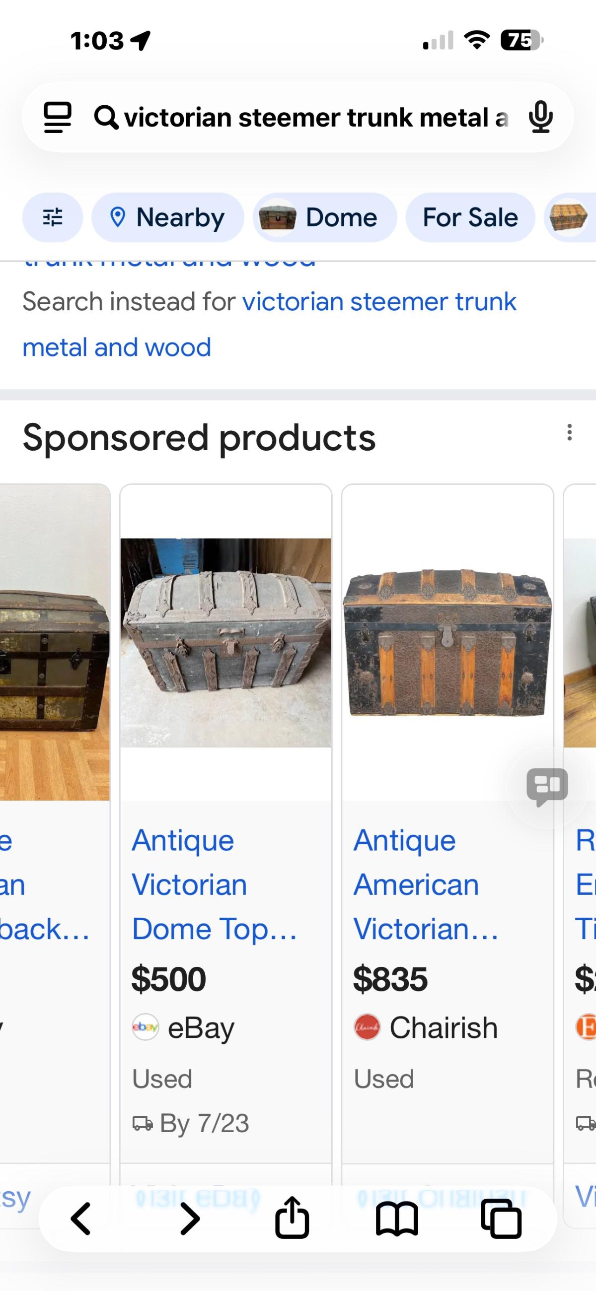 steam trunk embossed on wheels 18001900 google says - Parrish, Florida - FleaMarketBay