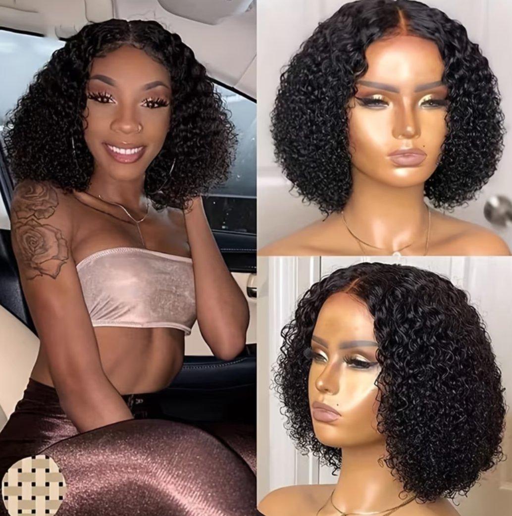 Womens 10 INCH HUMAN HAIR BLACK LACE FRONT GLUELESS WIG - Ocoee, Florida - FleaMarketBay