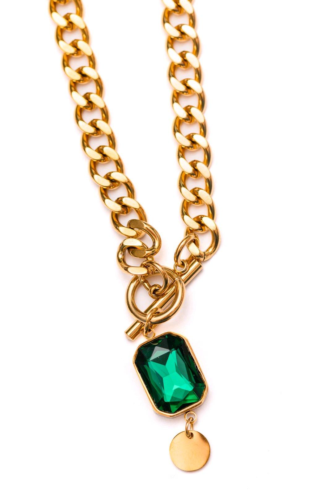 long chain necklace with green  Cz gemstone - Saugus, Massachusetts - FleaMarketBay
