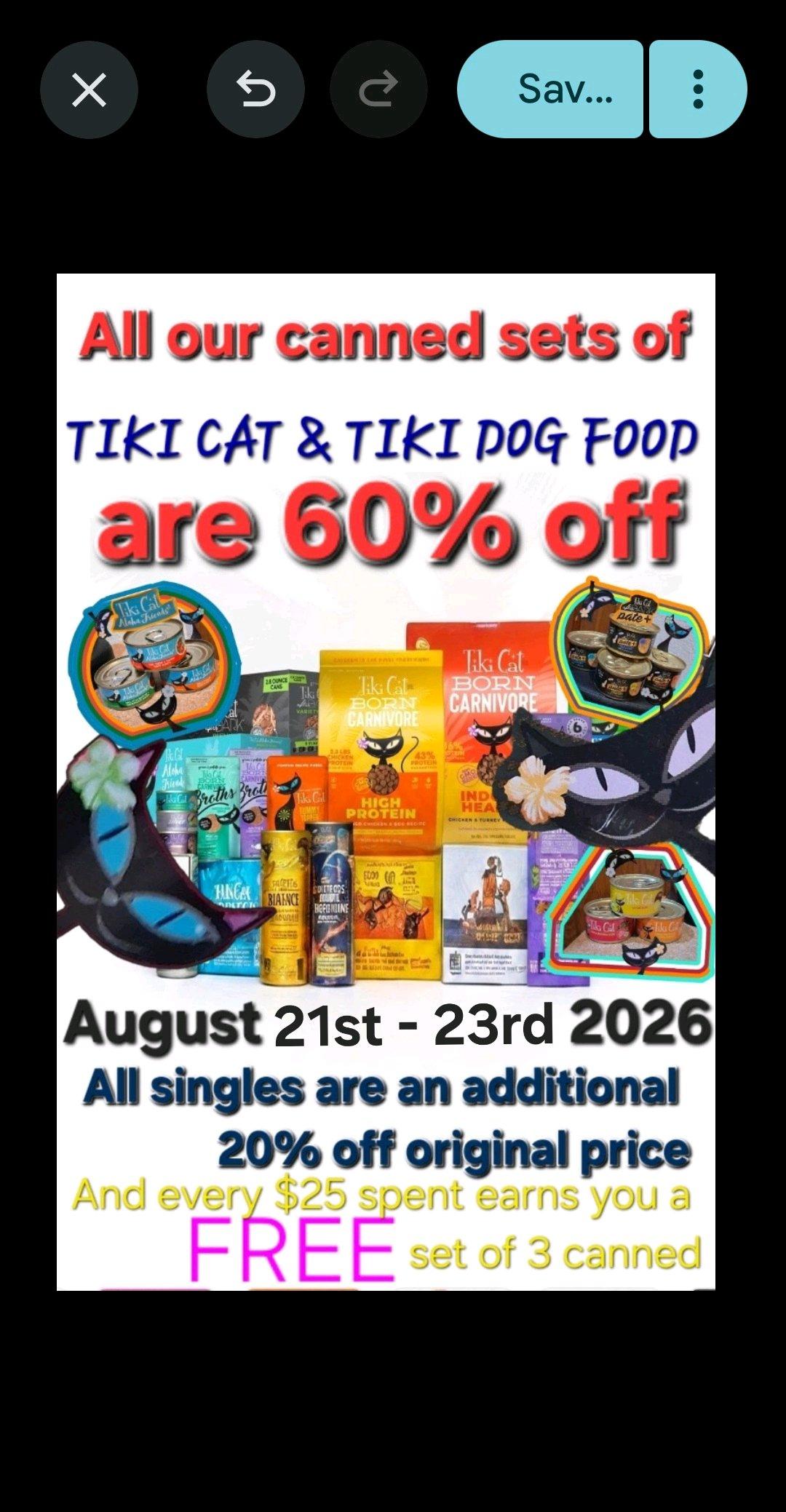 WEEKEND SALE TIKI CAT Gourmet cat food - Mesa, Arizona - FleaMarketBay