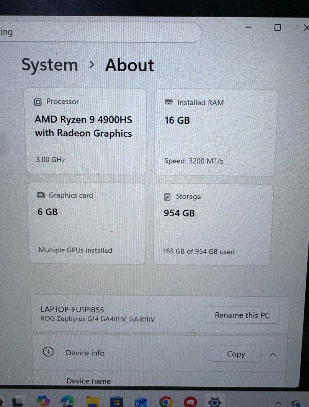 ASUS ROG Zephyrus Gaming PC  Ryzen 916GB Ram 2060 Max Q  1tb - Miami, Florida - FleaMarketBay