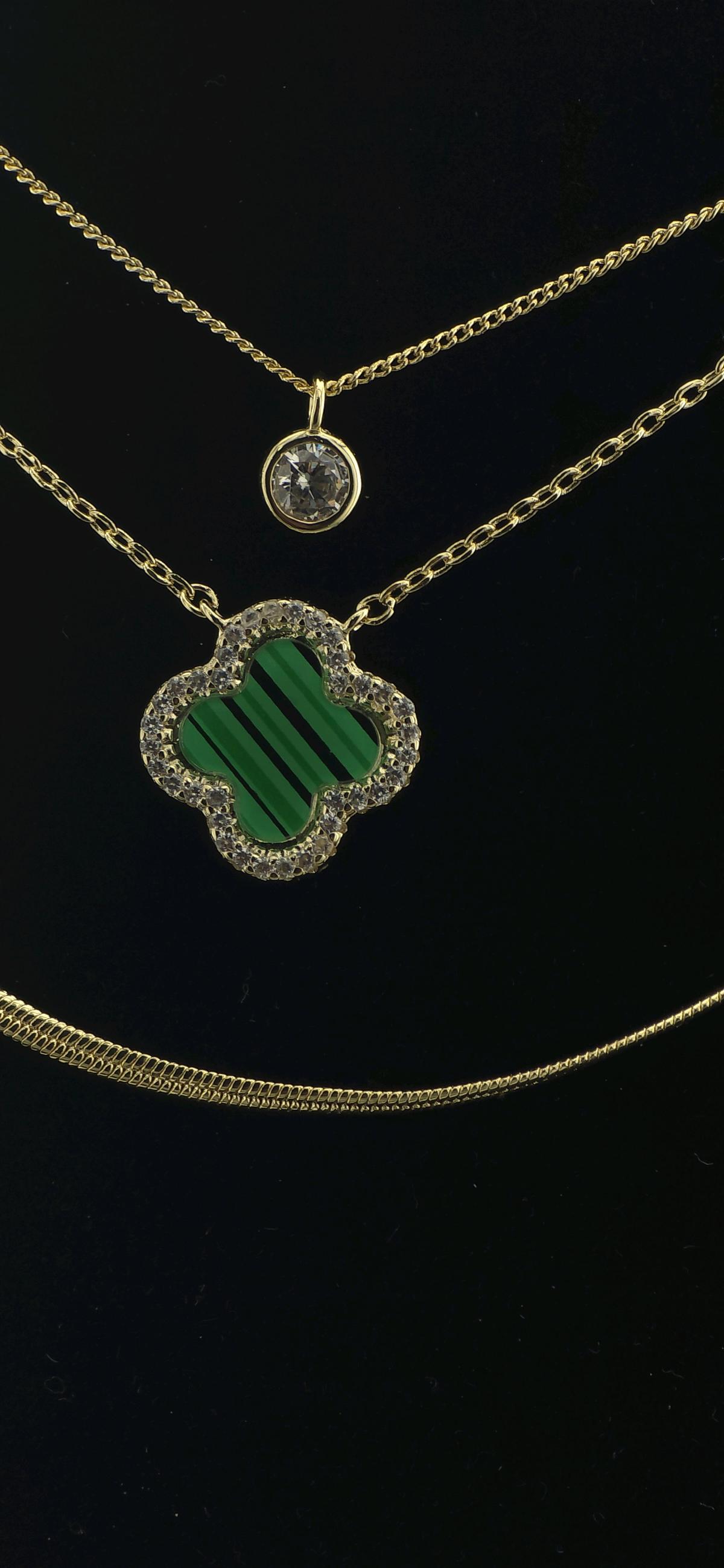 14 k plated 3 layered Necklace Set with cz - Saugus, Massachusetts - FleaMarketBay