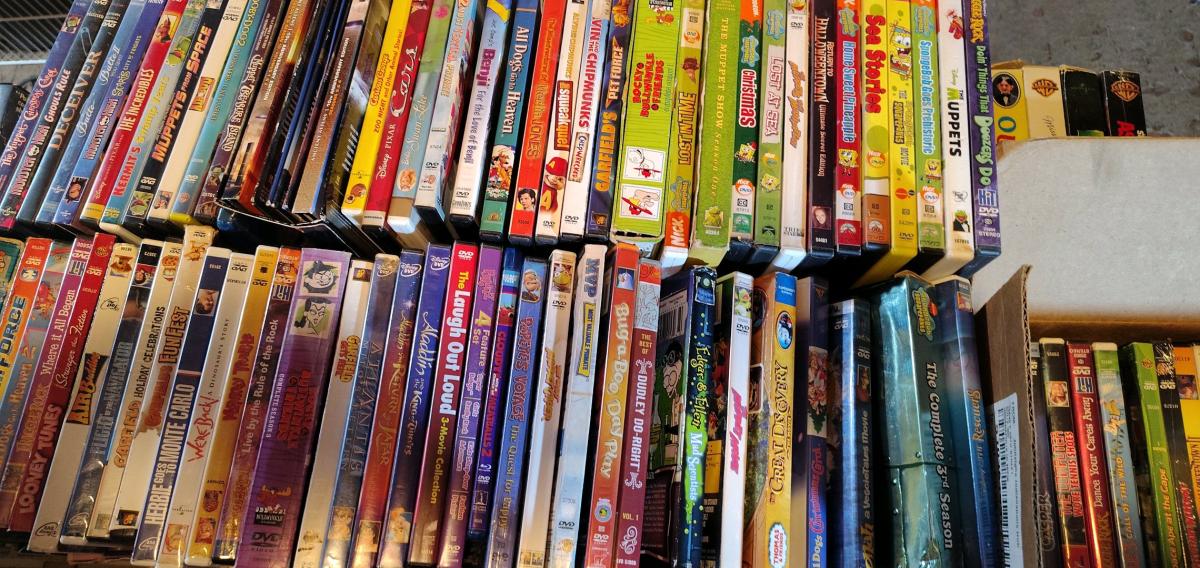 lot of DVDs and VHS types Android shape - Fountaintown, Indiana - FleaMarketBay
