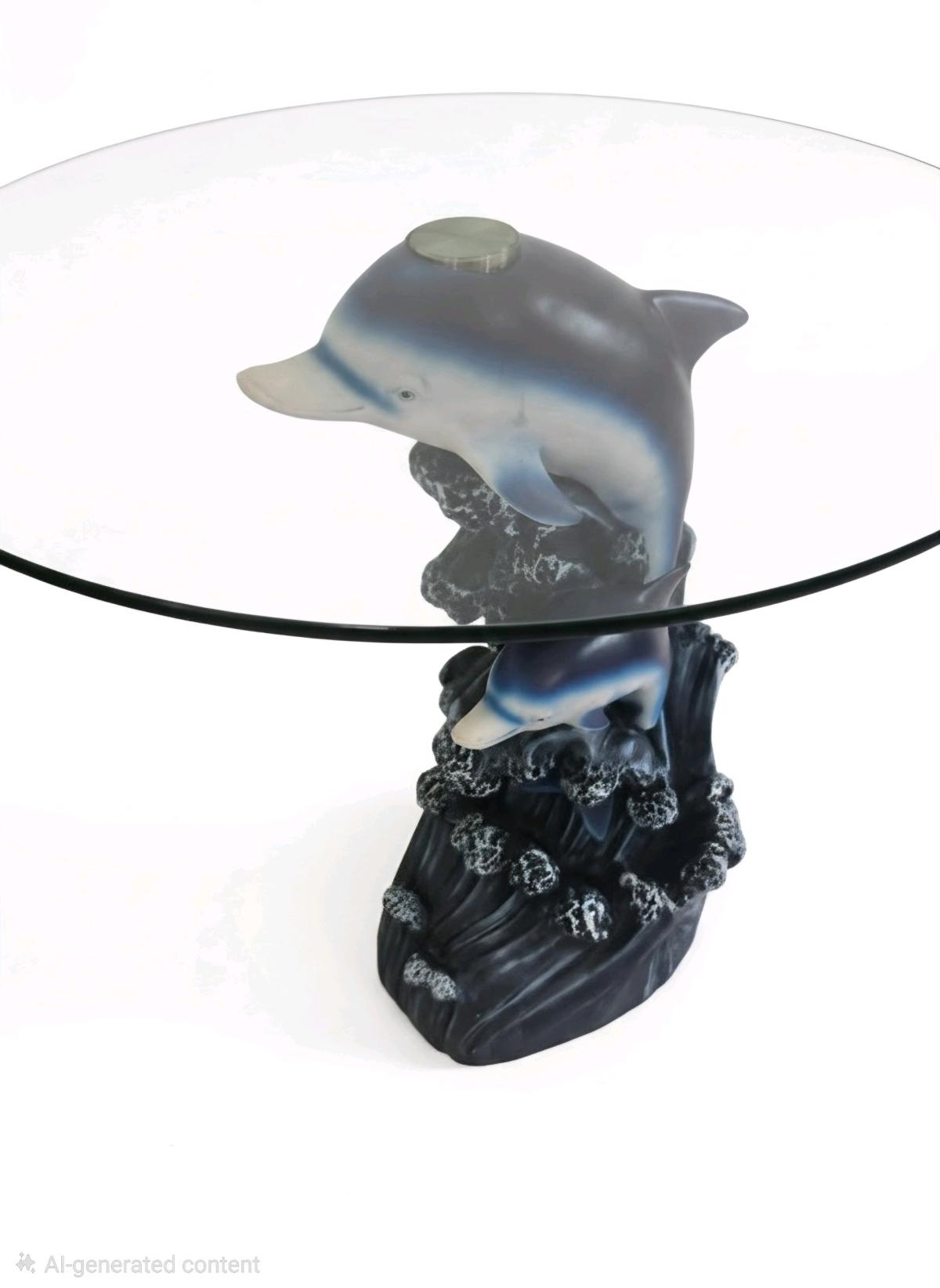 2 Dolphin Glass Top Side Table - Ionia, Michigan - FleaMarketBay