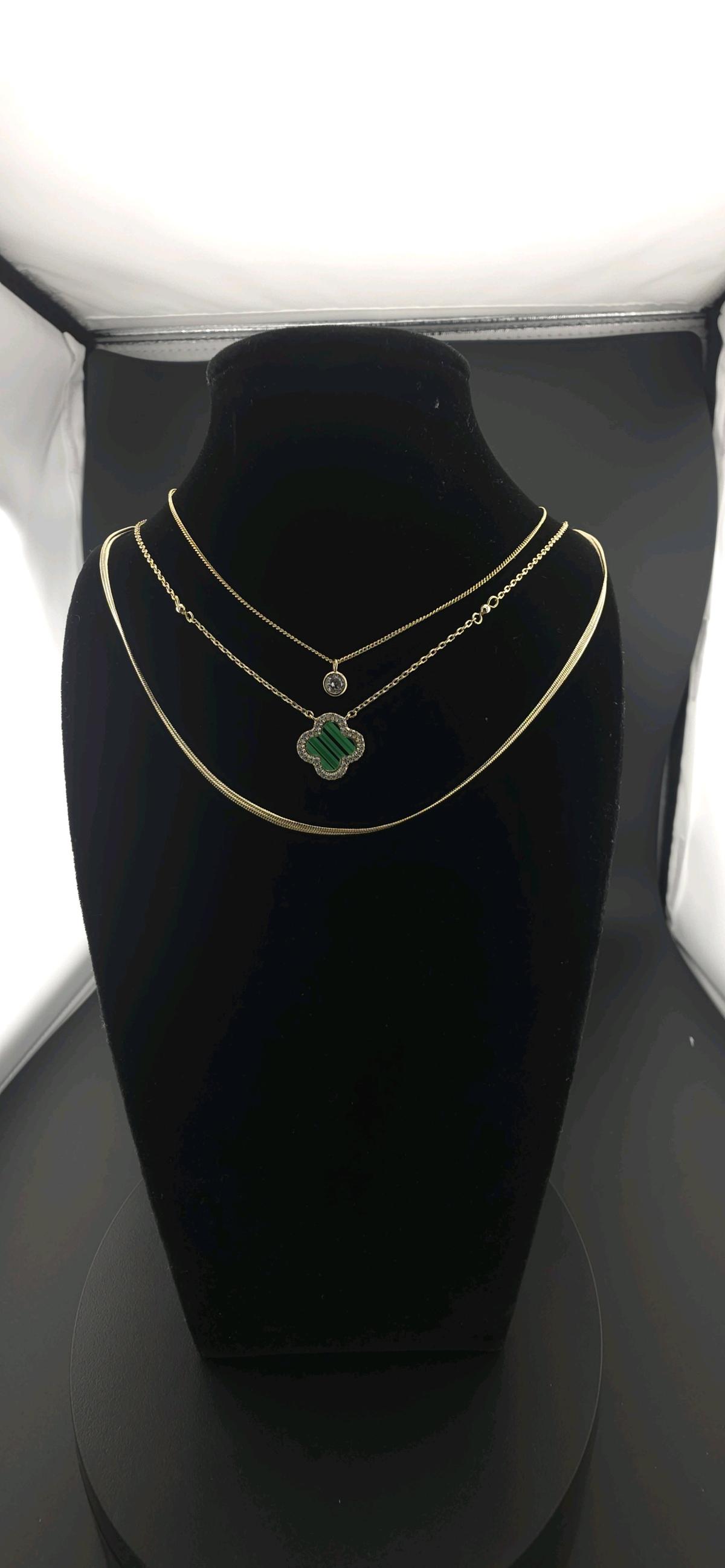 14 k plated 3 layered Necklace Set with cz - Saugus, Massachusetts - FleaMarketBay