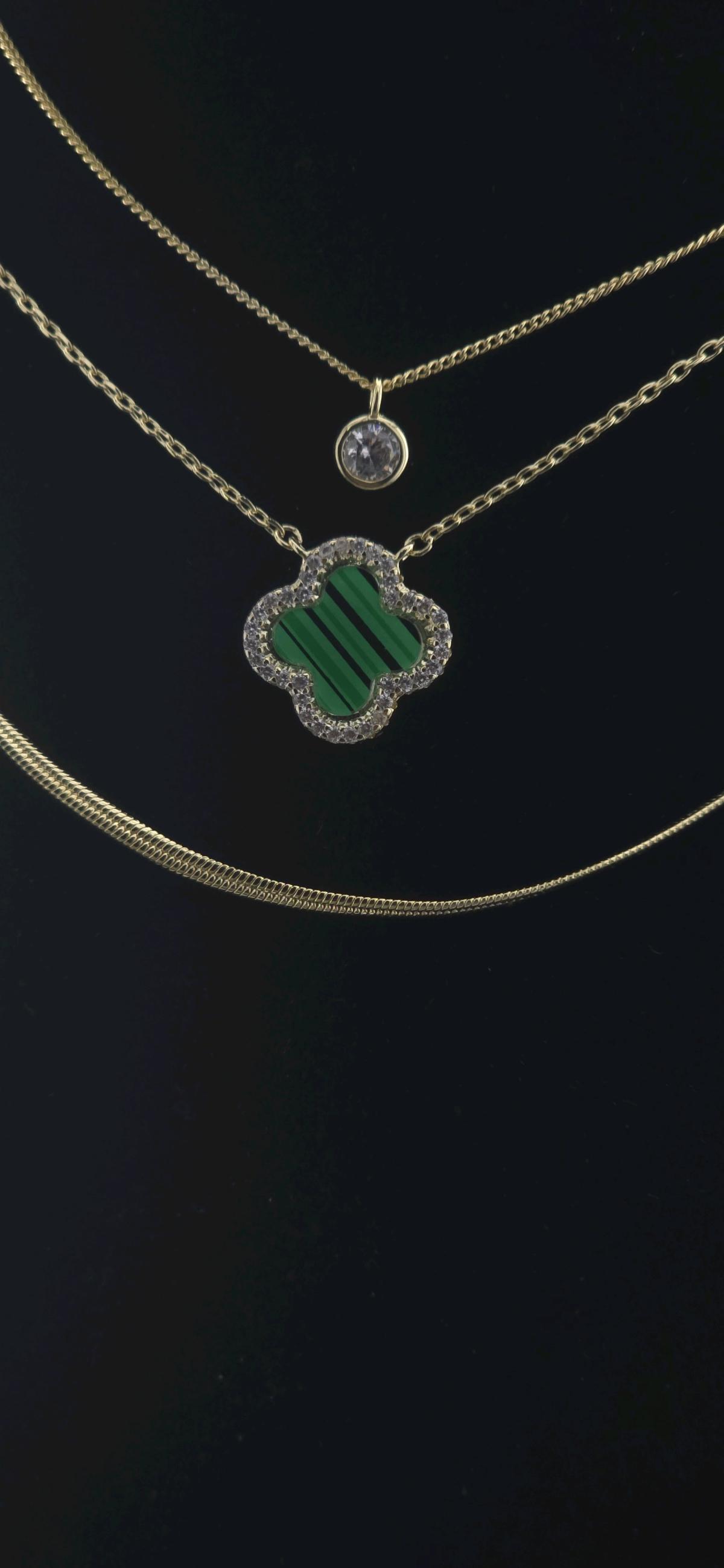 14 k plated 3 layered Necklace Set with cz - Saugus, Massachusetts - FleaMarketBay