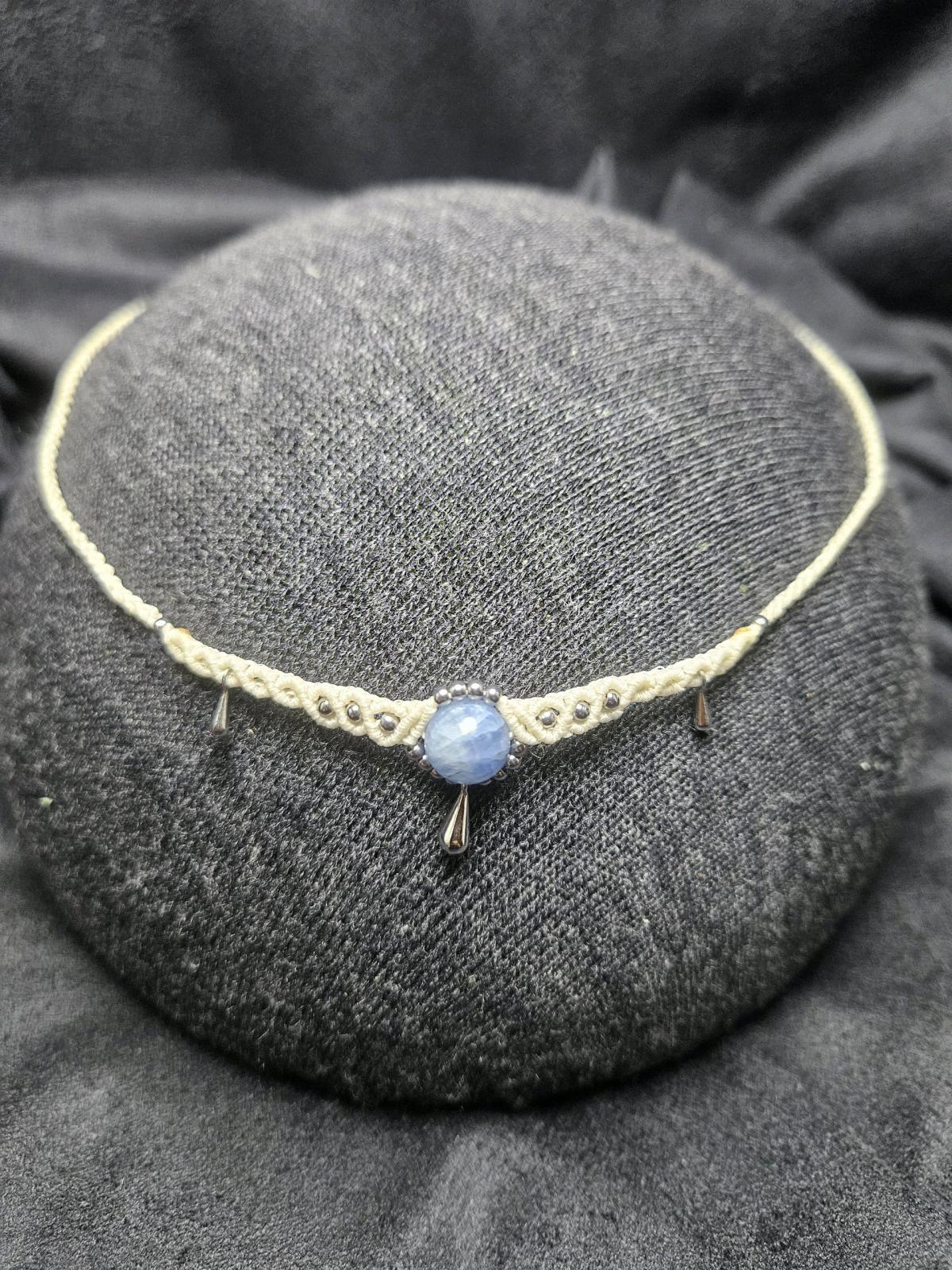 Handmade Macrame Choker with Blue Kyanite - Howey In The Hills, Florida - FleaMarketBay