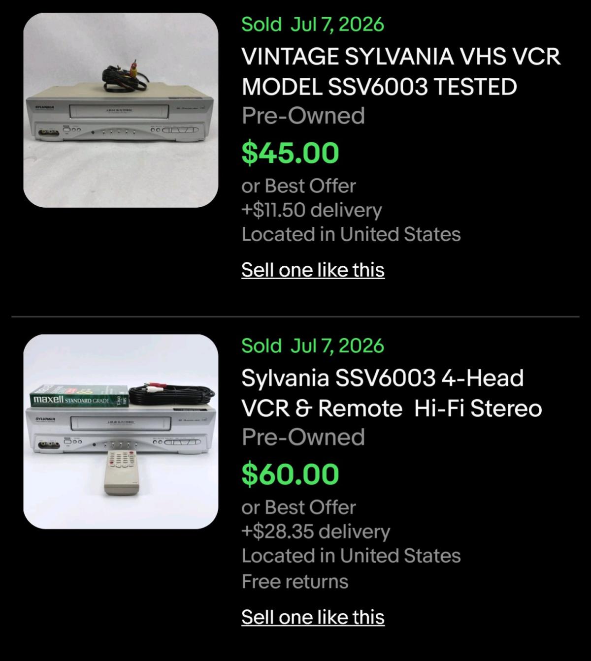 Sylvania SSV6003 4 Head HiFi Stereo VCR - Northfield, New Jersey - FleaMarketBay