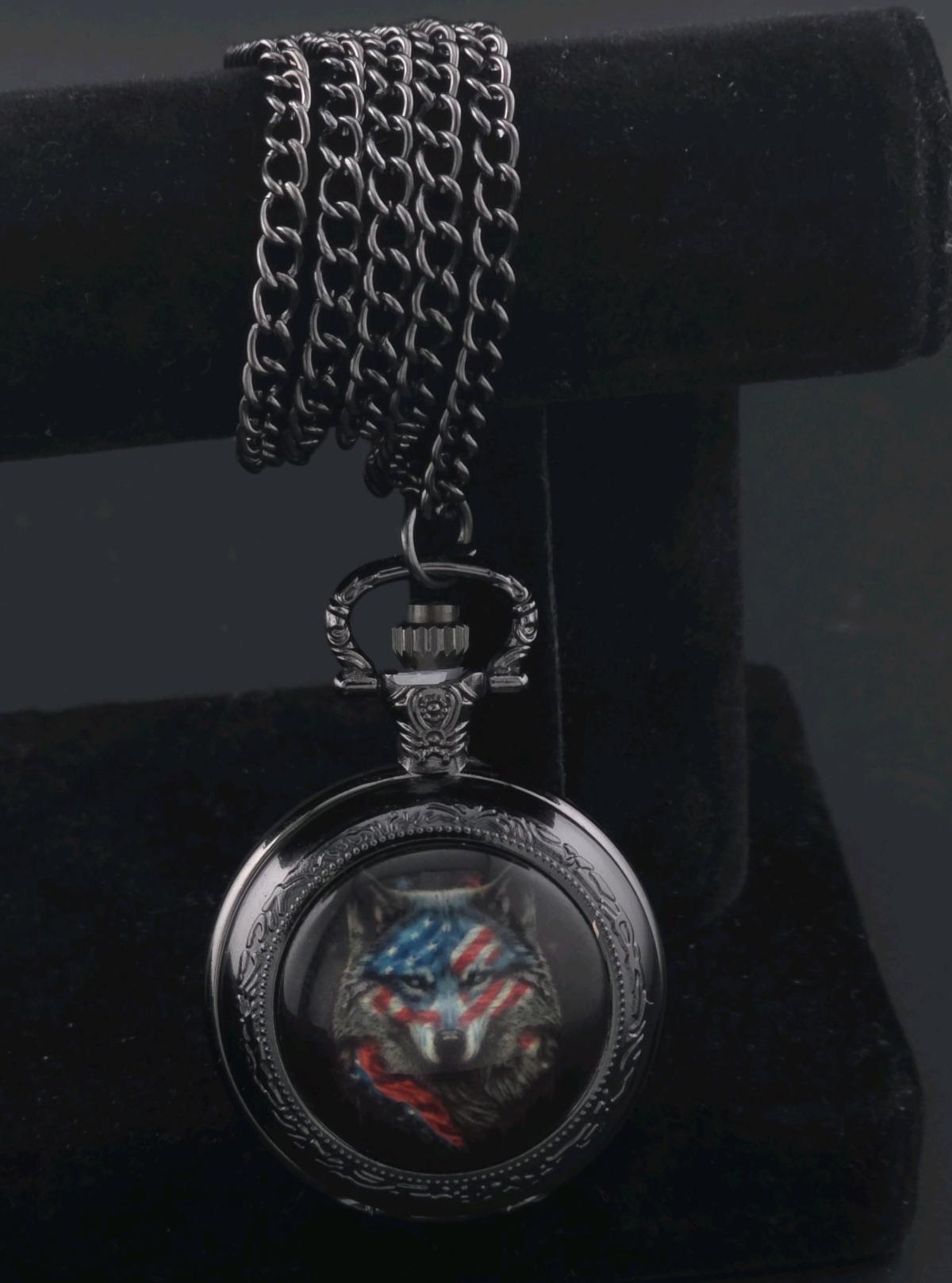 usa wolf pocket watch necklace - Saugus, Massachusetts - FleaMarketBay