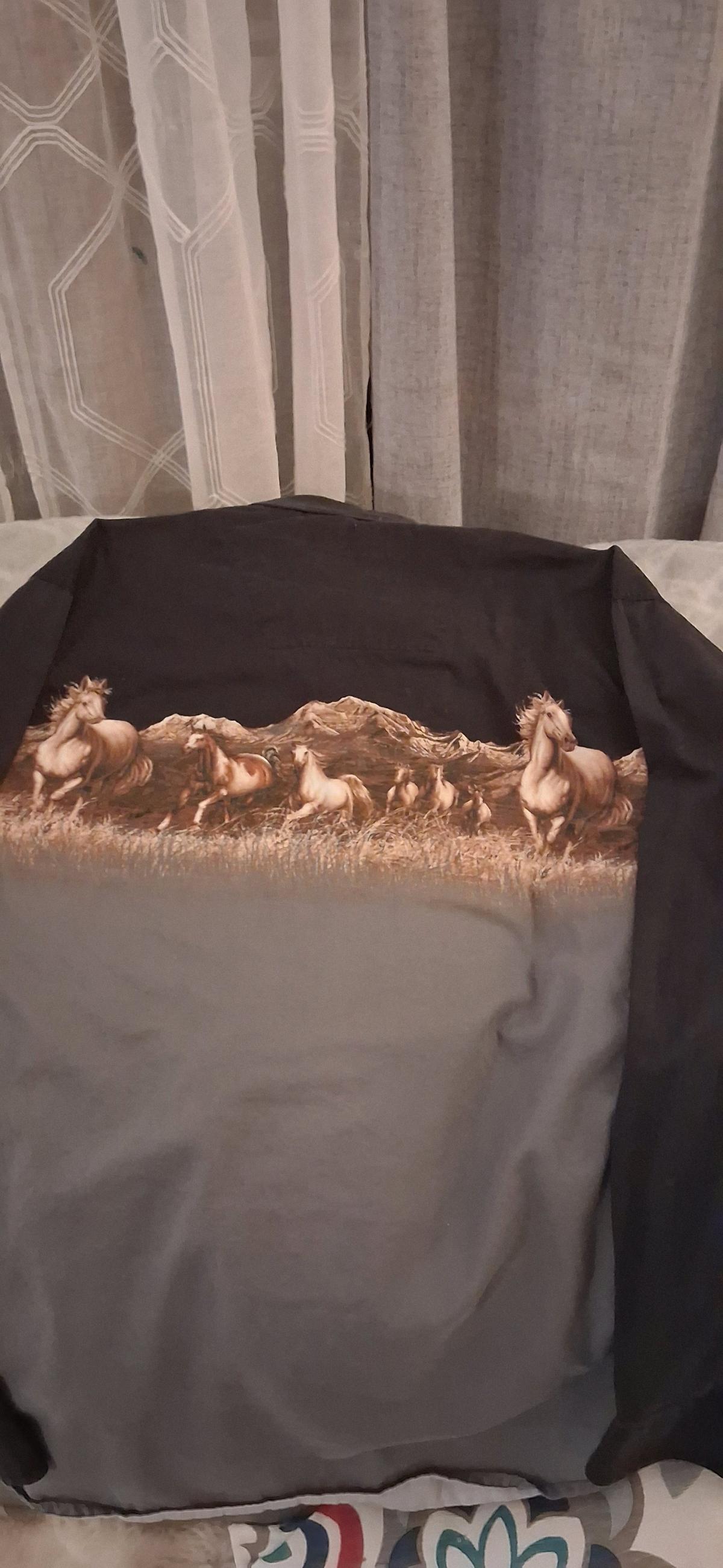 Mens Western Wead B ig  Bri x le Horse Print Button up Shirg - Franklin, Indiana - FleaMarketBay