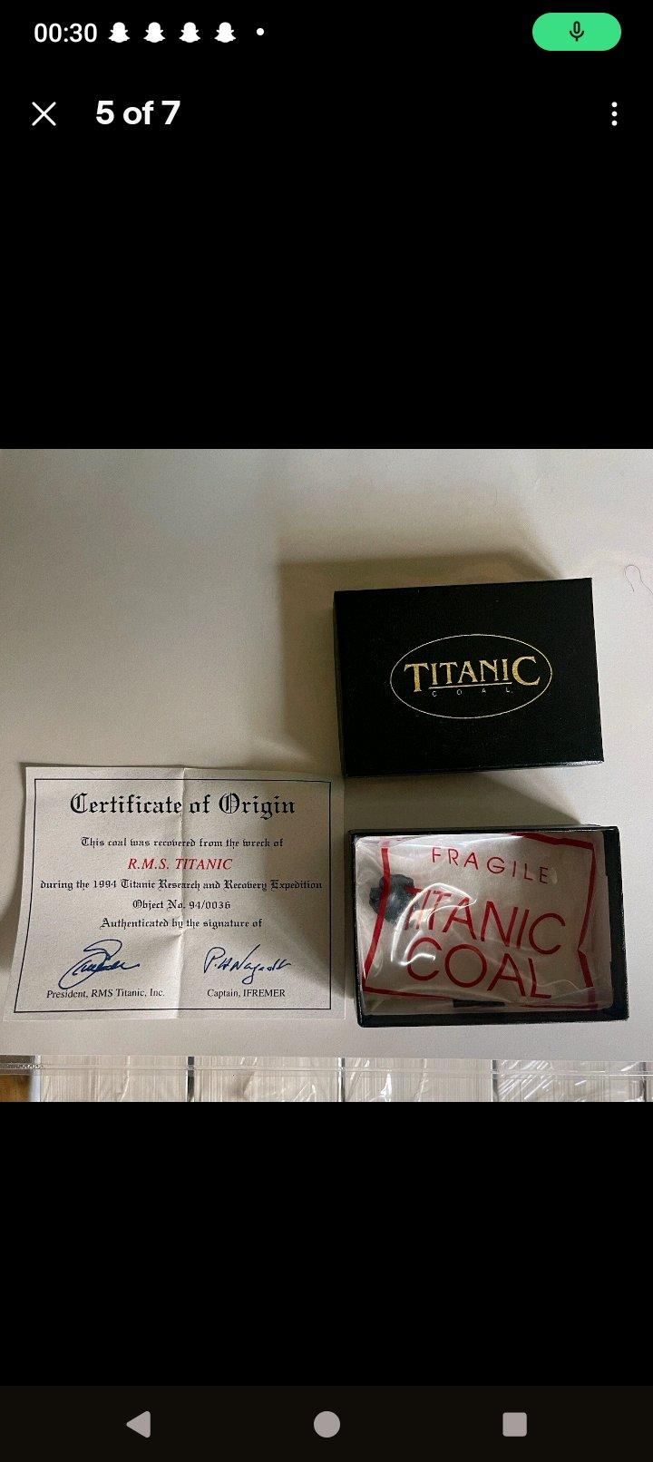 piece of Titanic coal I have coa dont have box no more - Cleveland, Ohio - FleaMarketBay