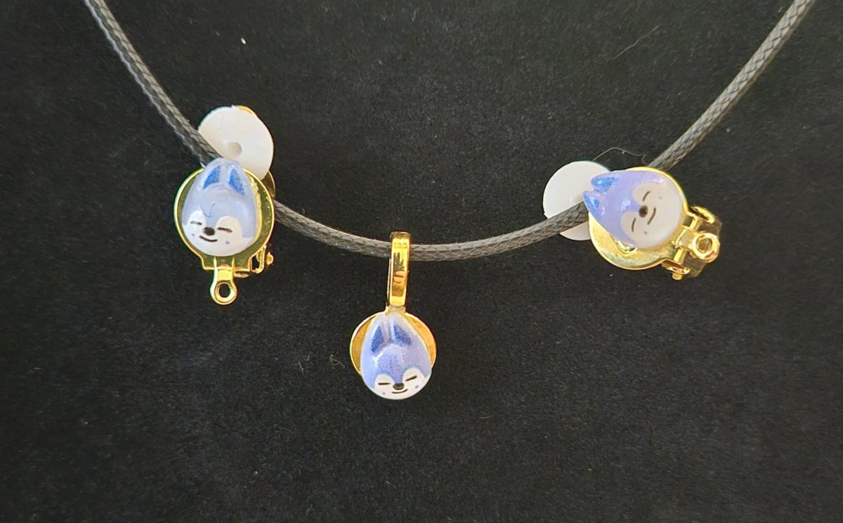 Handmade Stray Kids Bang Chan Clip on Earrrings with Necklac - Huntsville, Texas - FleaMarketBay