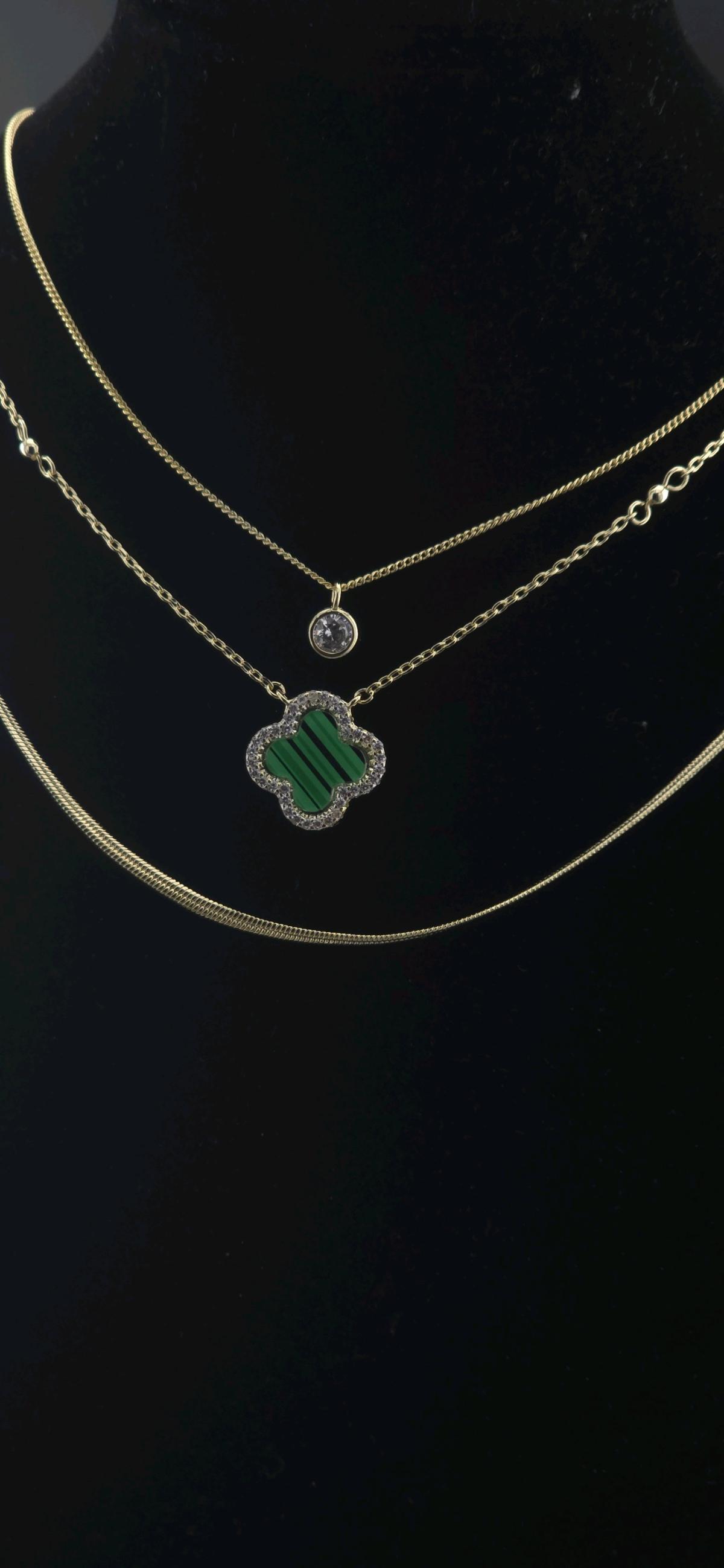 14 k plated 3 layered Necklace Set with cz - Saugus, Massachusetts - FleaMarketBay