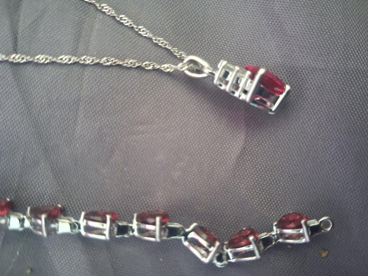 Vintage 925 Sterling Silver Created Ruby Heart  Halo Jewelry - Riverside, California - FleaMarketBay