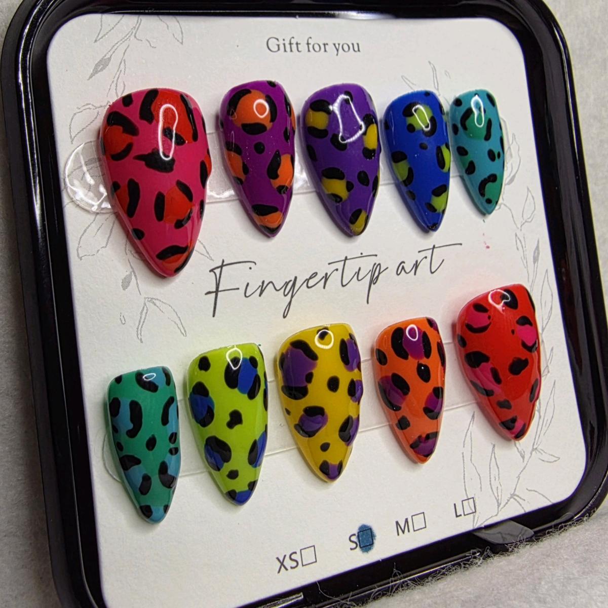 Handmade Lisa Frank Leopard Print Press on Nails - Huntsville, Texas - FleaMarketBay