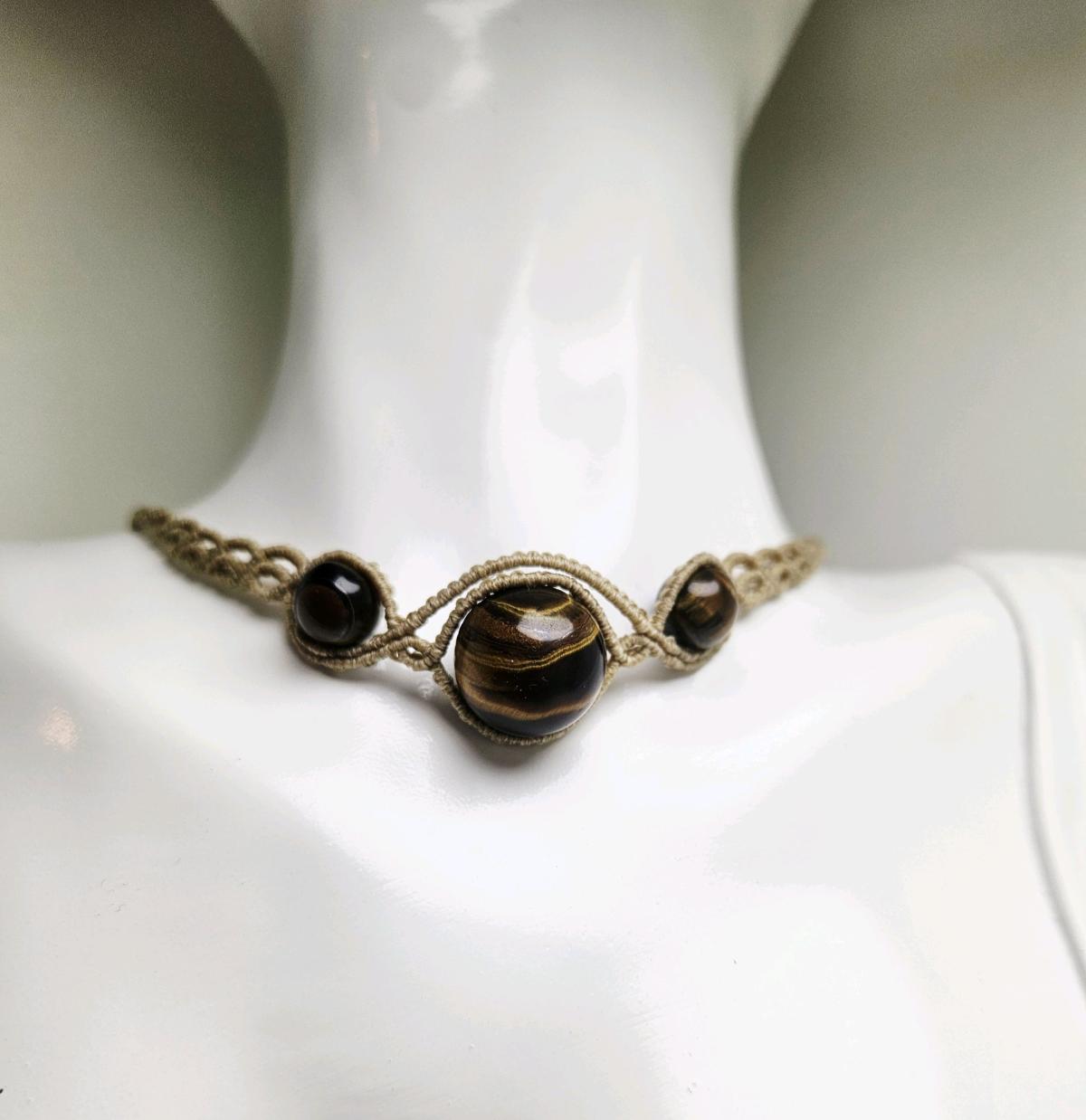 Handmade Macrame Tigers Eye Choker - Howey In The Hills, Florida - FleaMarketBay