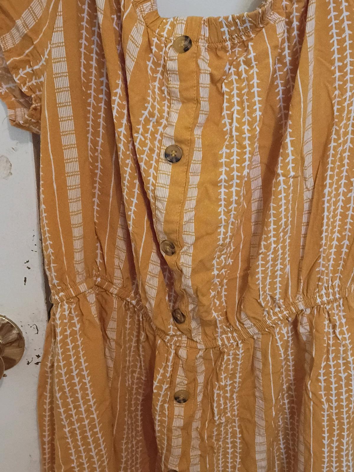 Mustard Yellow Striped ButtonFront Short Sleeve Dress - Florence, South Carolina - FleaMarketBay