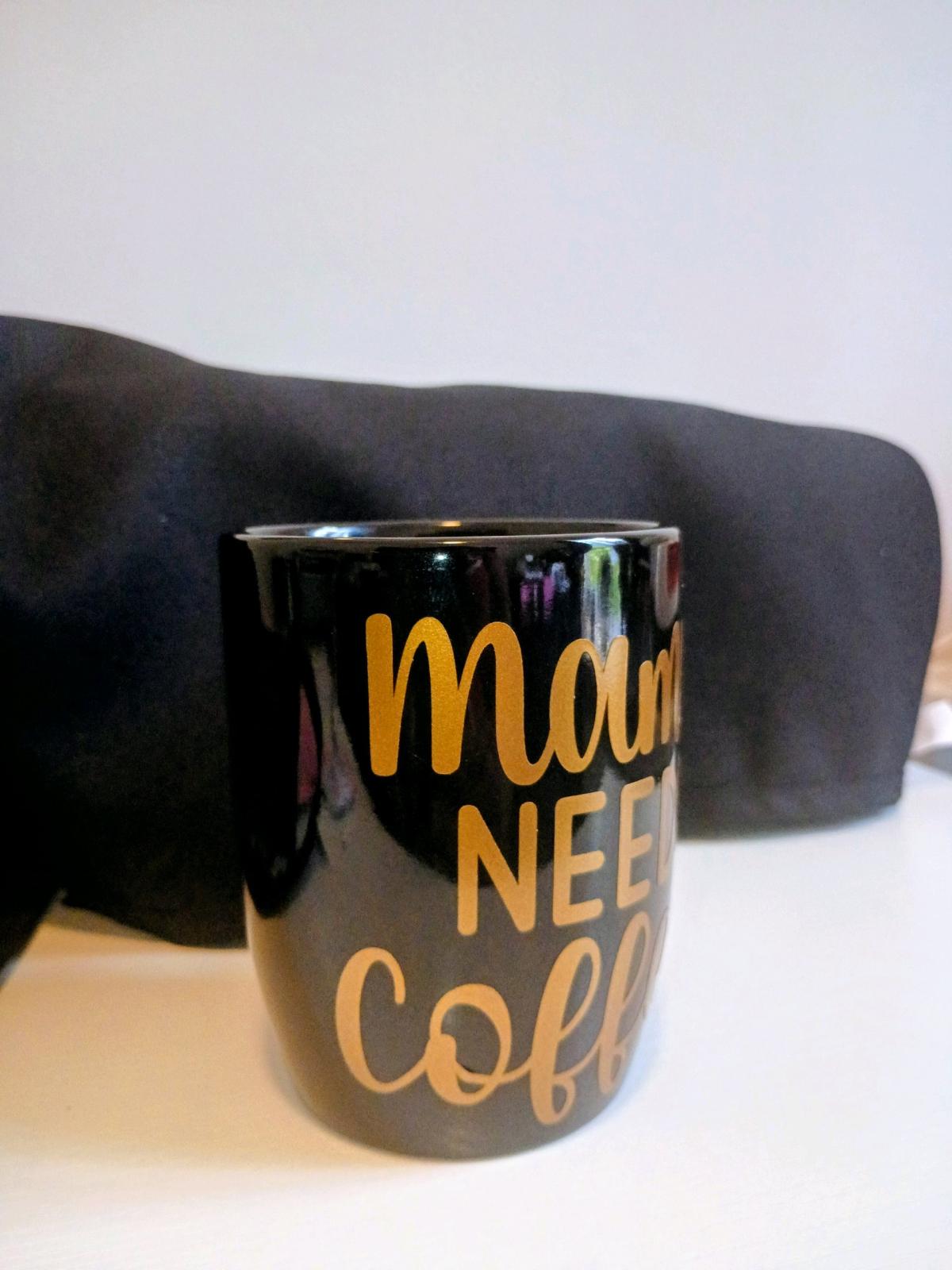 Black and Gold Coffee Mug with Mama Needs Coffee - Chicago, Illinois - FleaMarketBay