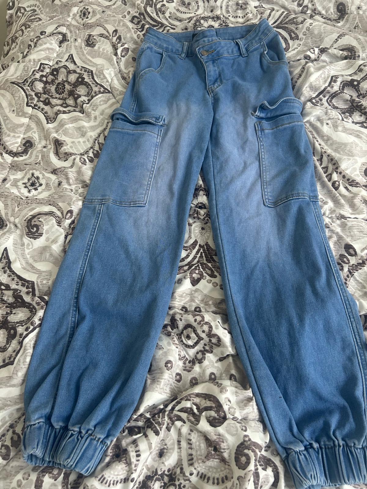Light Wash Utility Denim Cargo Joggers - Clayton, Georgia - FleaMarketBay