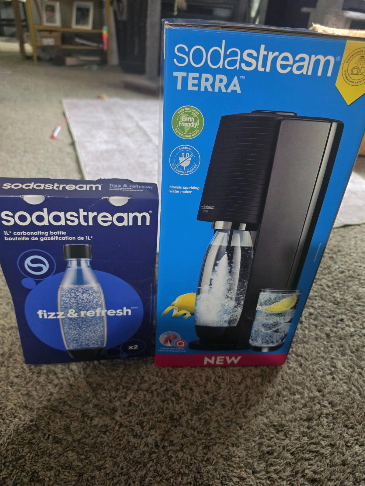 SodaStream Terra Sparkling Water Maker with 2 bottles includ - Ionia, Michigan - FleaMarketBay