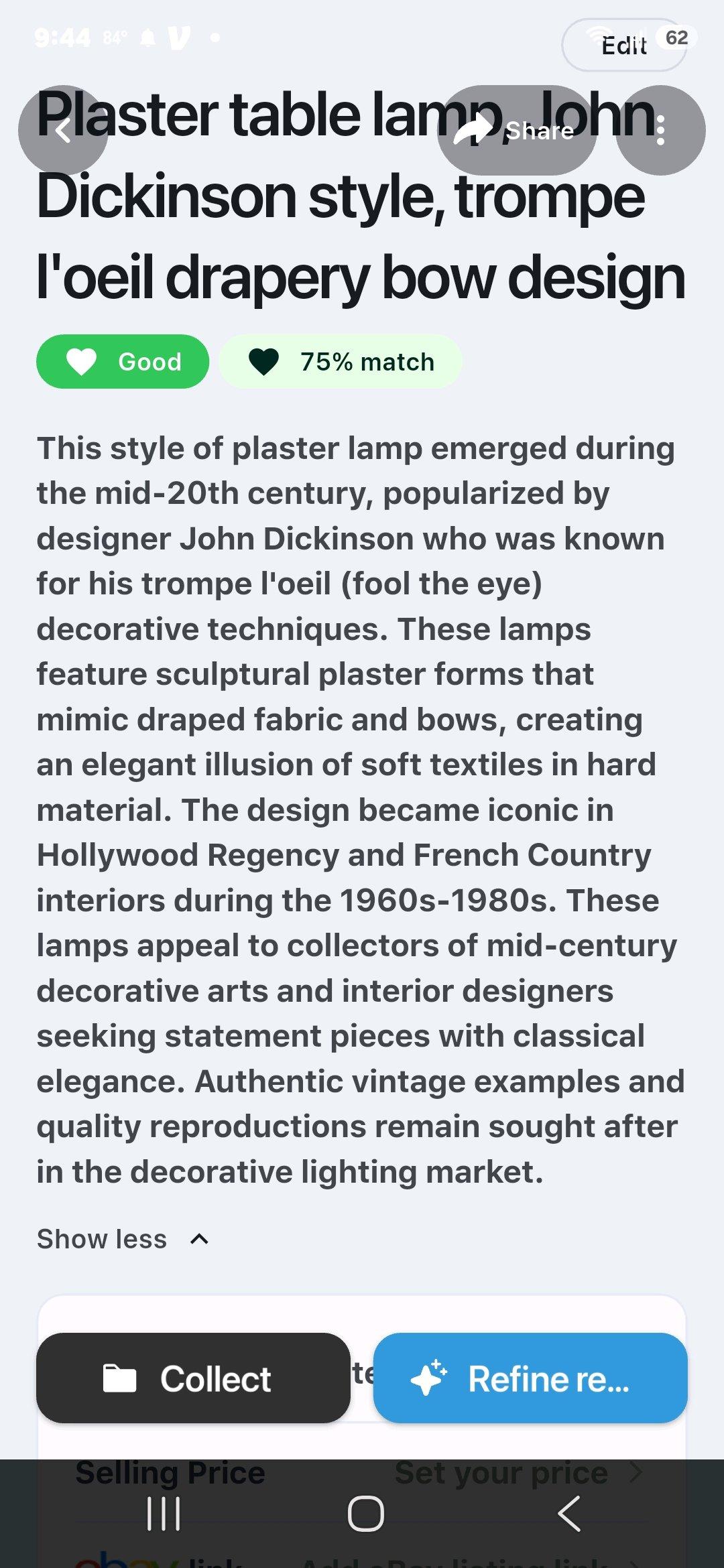 Mid Centry John Dickinson Plaster Table Lamp - Lawrenceburg, Tennessee - FleaMarketBay