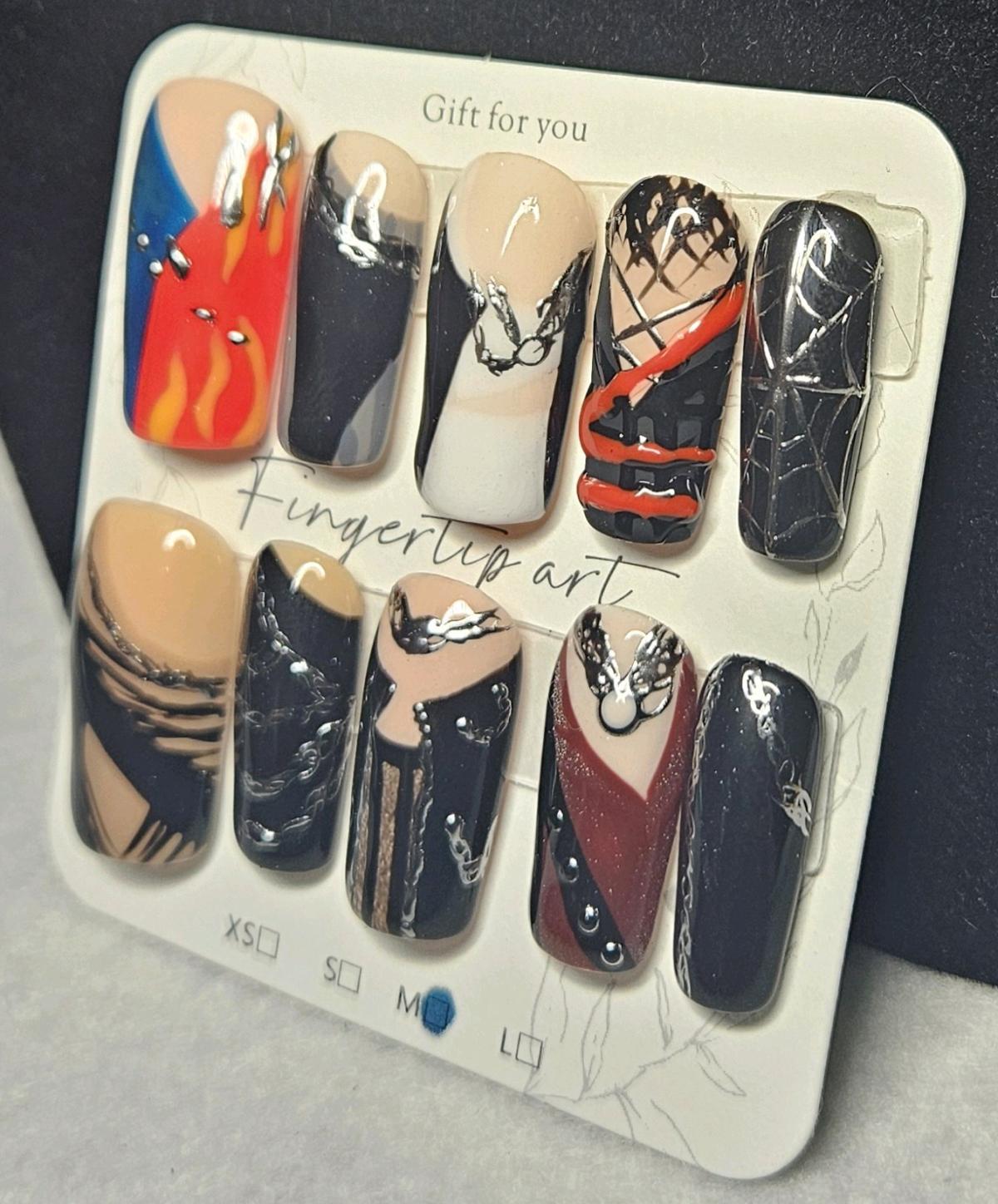 Handmade Stray Kids Venom Inspired Nails Sized Medium - Huntsville, Texas - FleaMarketBay
