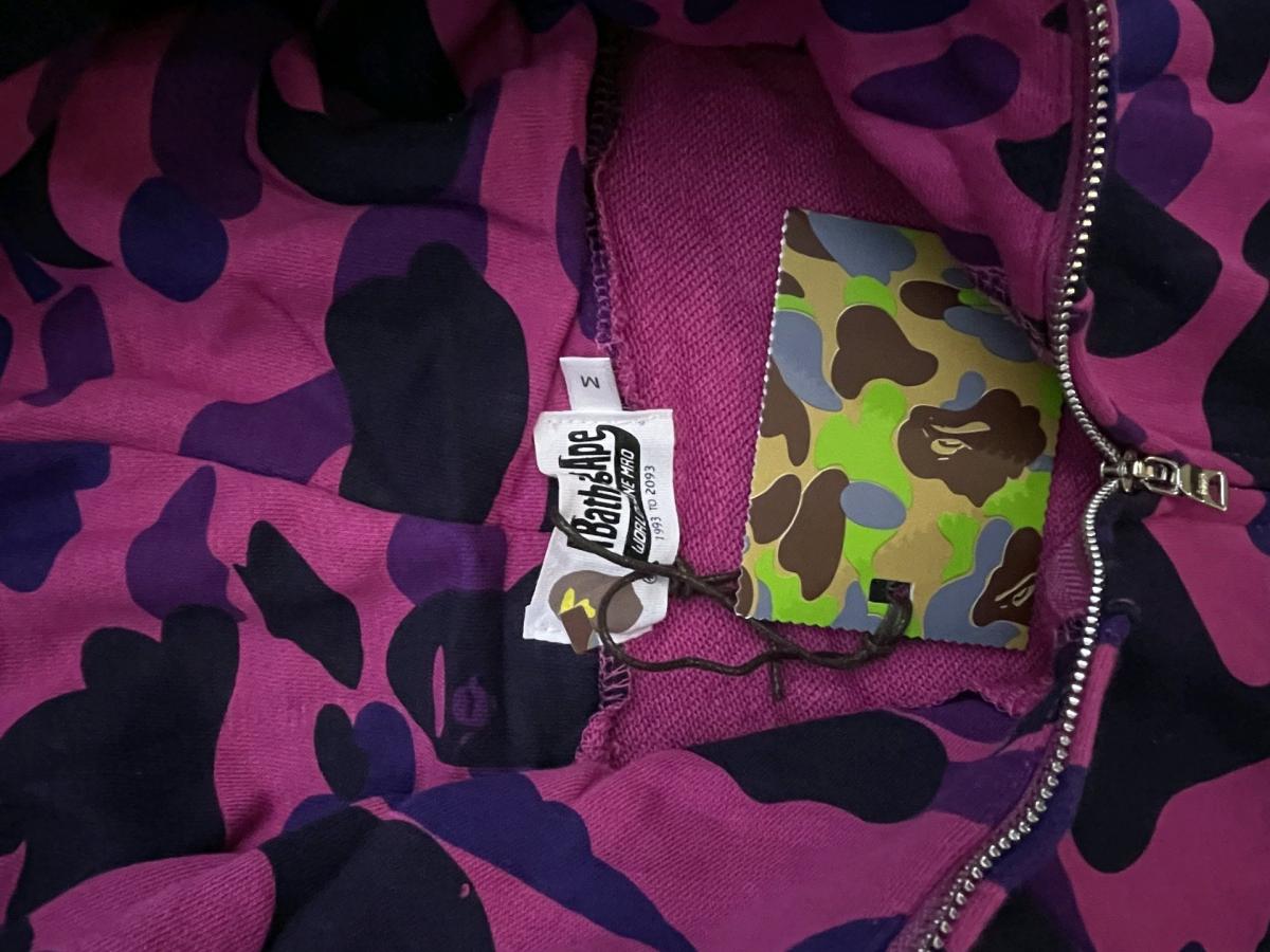 bape camo shark hoodie purple Y2K vintage streetwear pullove - San Antonio, Texas - FleaMarketBay