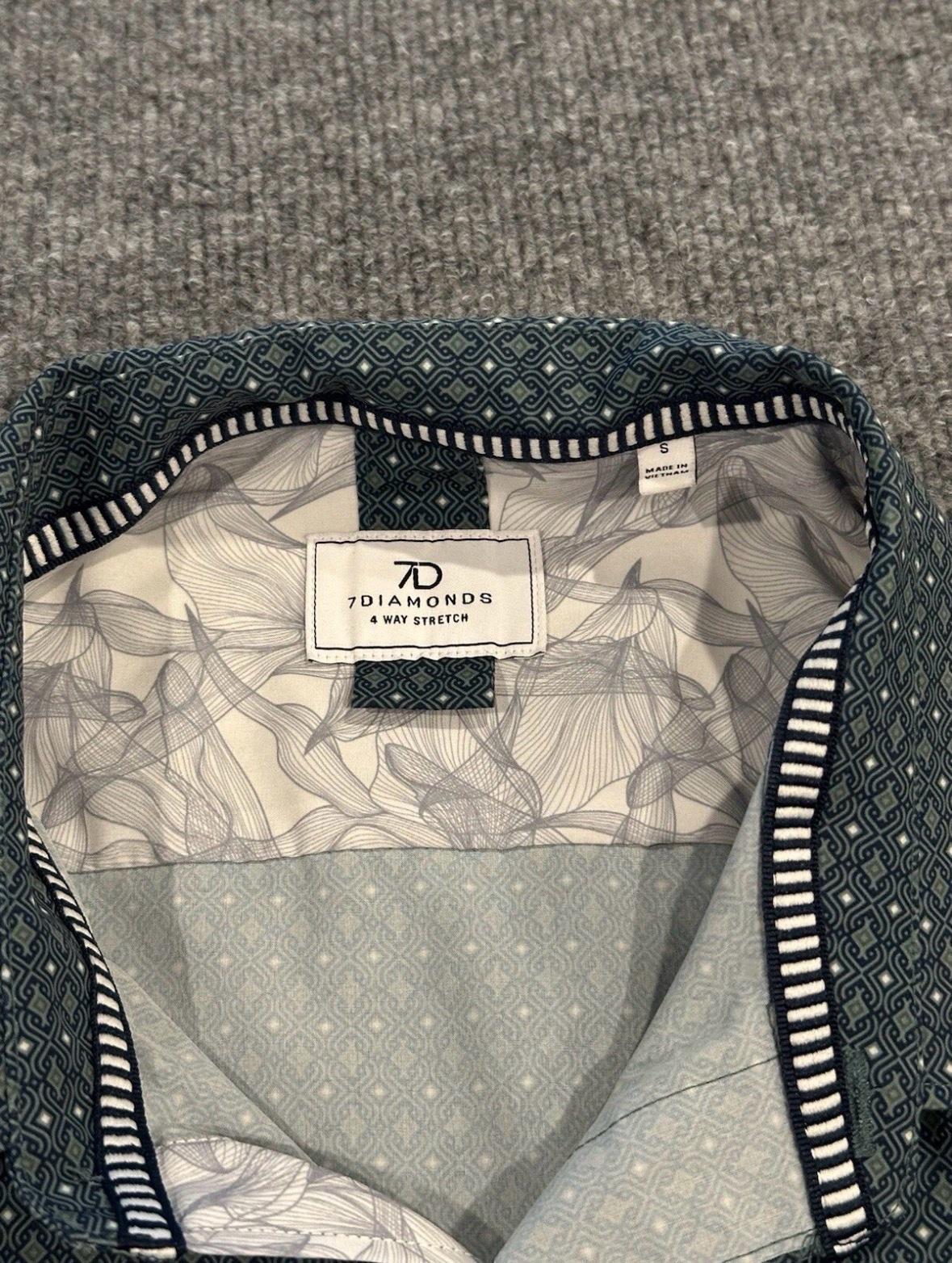7 Diamonds 4 Way Stretch Shirt Mens S Highway Star AOP Geome - Garden Grove, California - FleaMarketBay