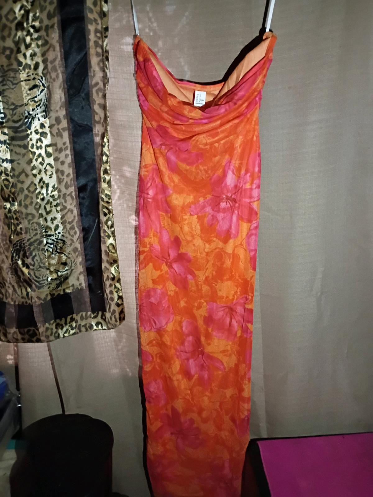 A Sexy Womans Nice New Orange and  Pink  Maxi Dress - Swansea, South Carolina - FleaMarketBay