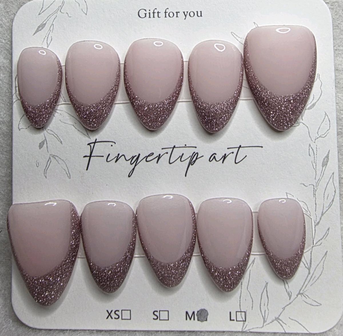 Handmade Cateye French Tip Nails Sized Medium - Huntsville, Texas - FleaMarketBay