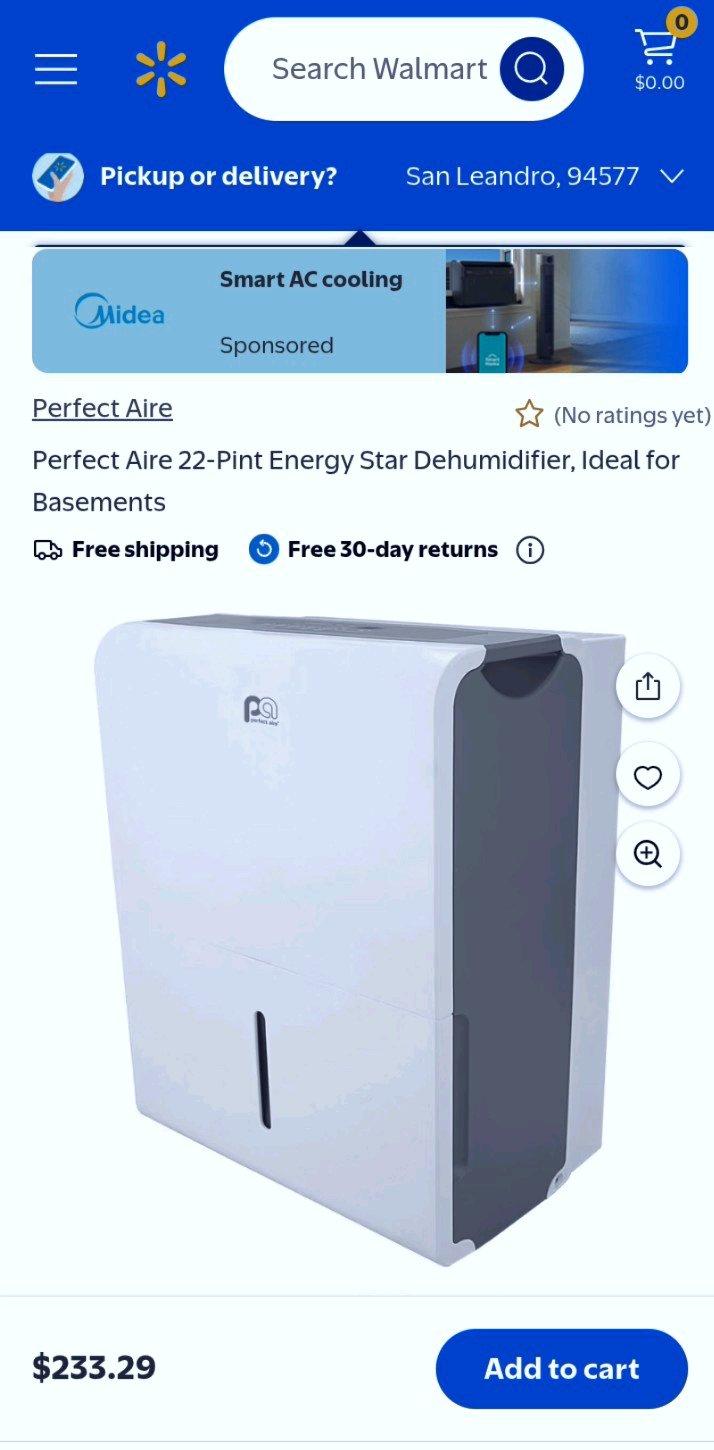 New open box  PERFECT AIRE Dehumidifier - San Francisco, California - FleaMarketBay