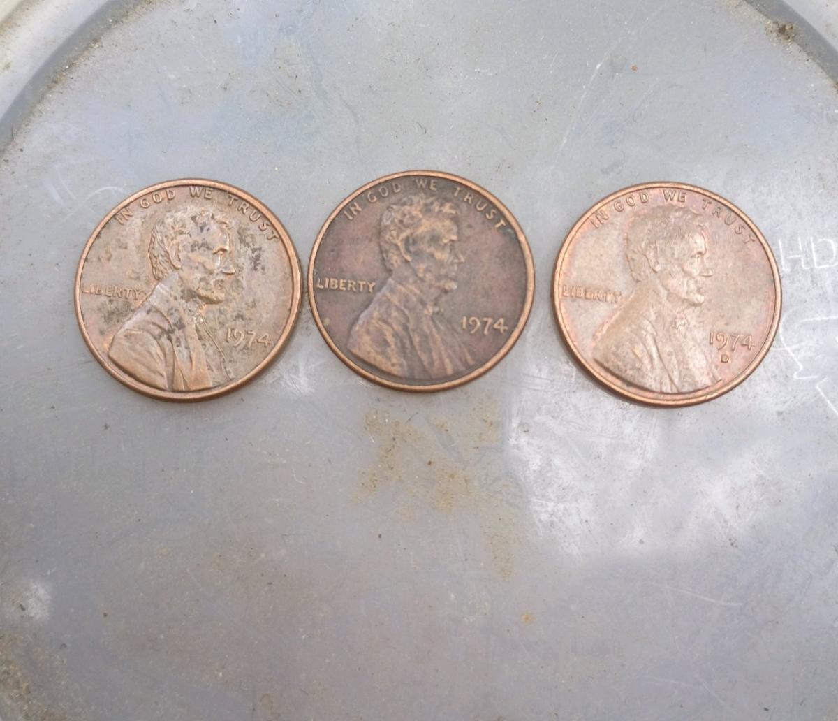 Three Rare 1974 Aluminum Pennies - New Castle, Pennsylvania - FleaMarketBay
