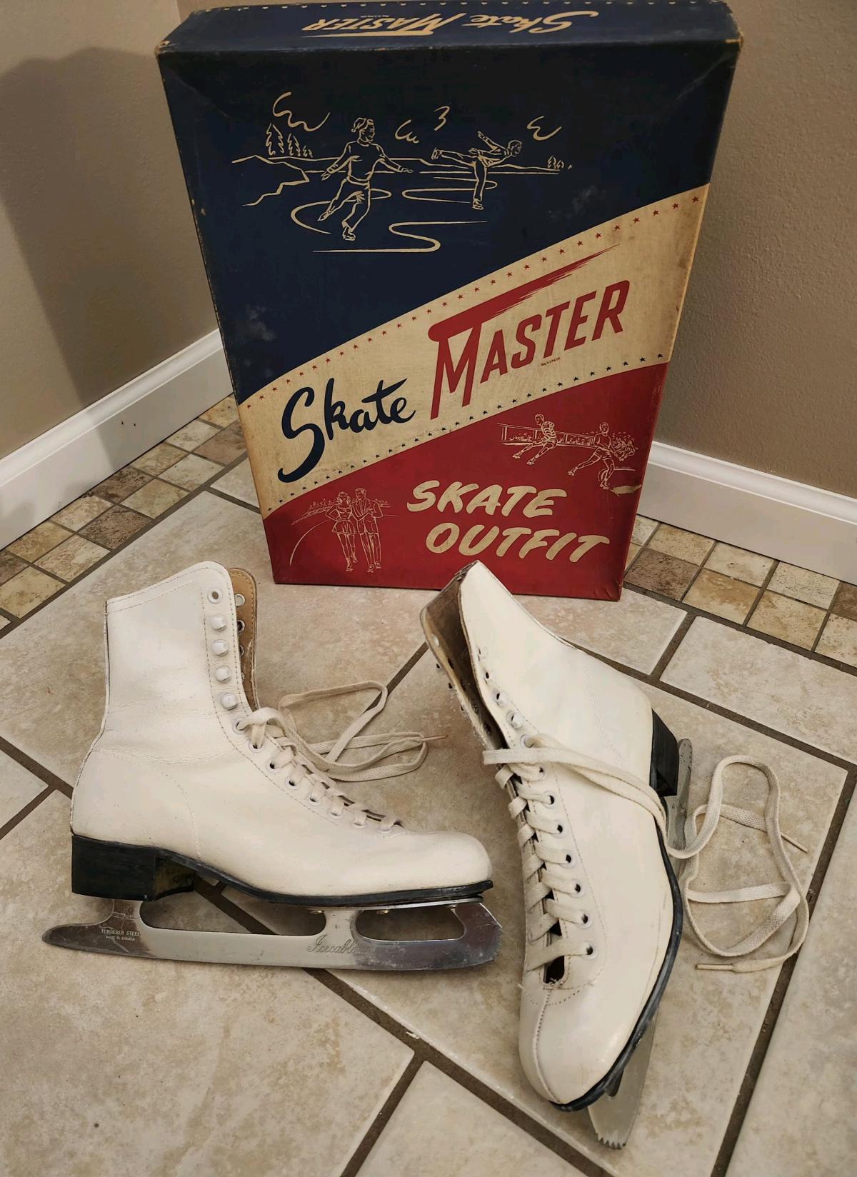 Vintage White Ice Skates from Skate Master - Fenton, Missouri - FleaMarketBay