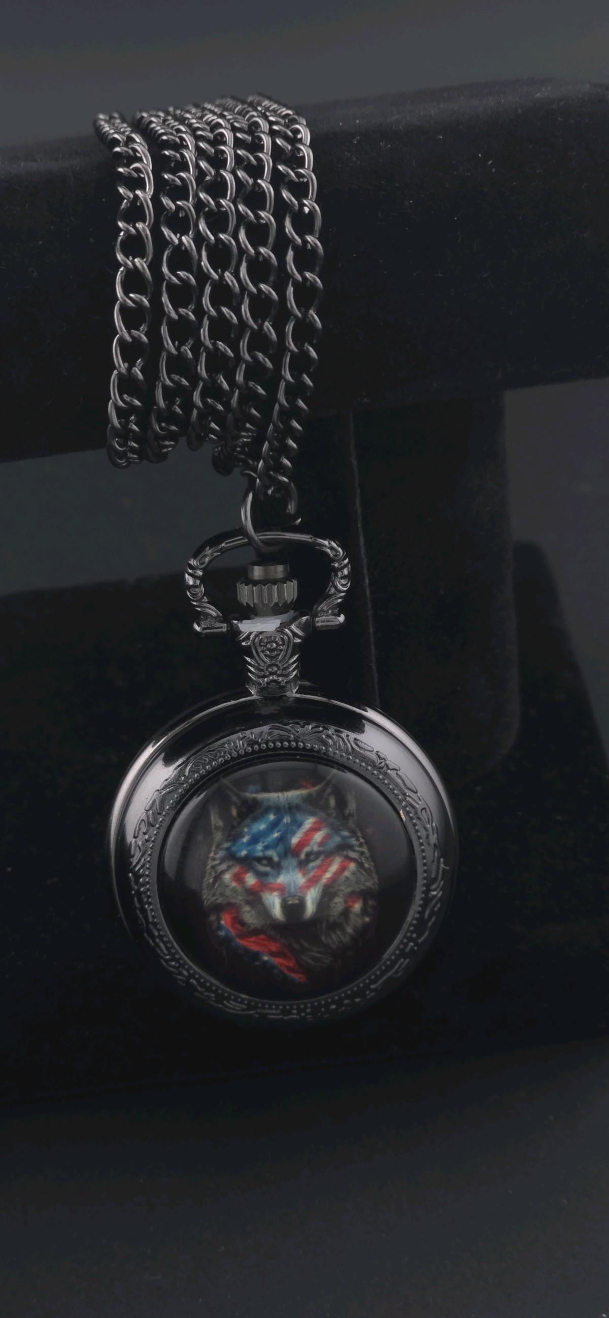 usa wolf pocket watch necklace - Saugus, Massachusetts - FleaMarketBay