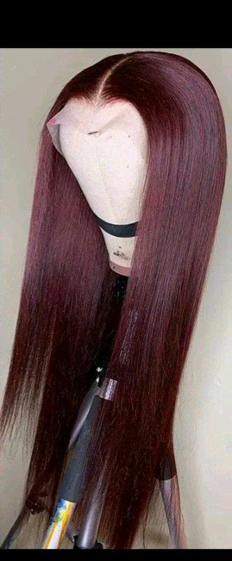 Luxury Burgundy Straight Lace Front Wig - Middletown, New York - FleaMarketBay
