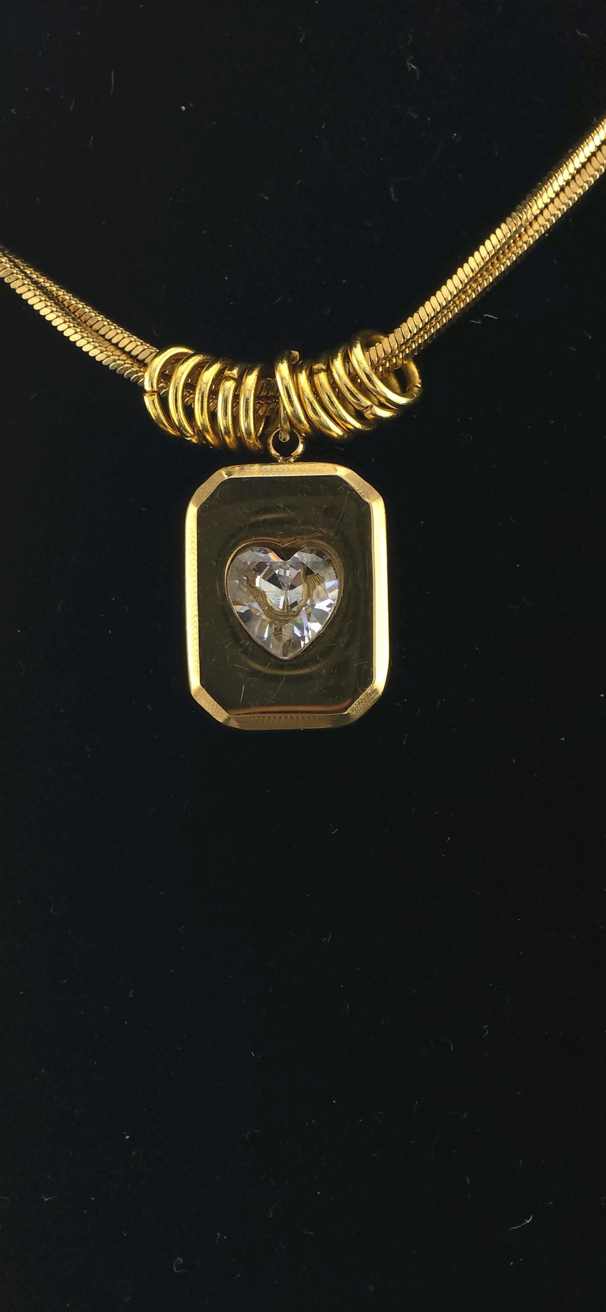 Gold heart necklace with Cz 18 k plated - Saugus, Massachusetts - FleaMarketBay