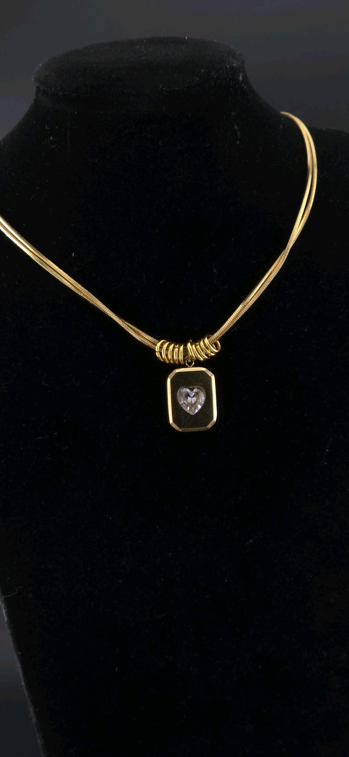 Gold heart necklace with Cz 18 k plated - Saugus, Massachusetts - FleaMarketBay