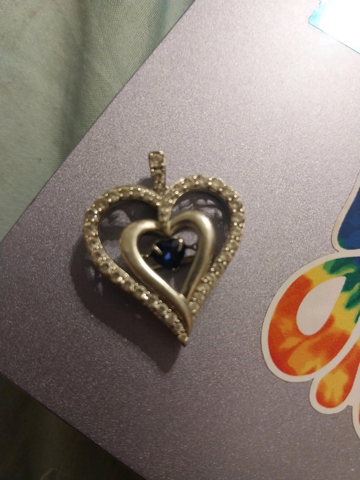 Silver Heart Pendant with an infinity sapphire stone - Slidell, Louisiana - FleaMarketBay