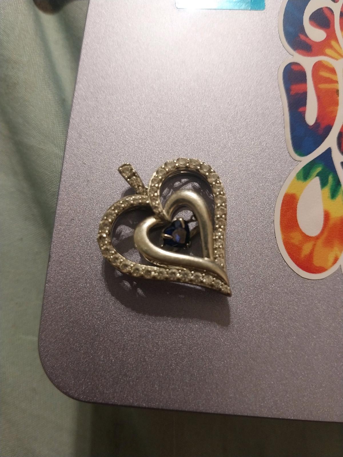 Silver Heart Pendant with an infinity sapphire stone - Slidell, Louisiana - FleaMarketBay