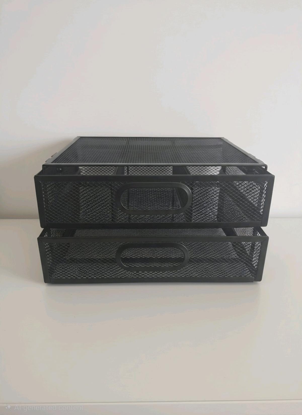 Black Mesh Monitor Stand with 2 Storage Drawers - Ionia, Michigan - FleaMarketBay