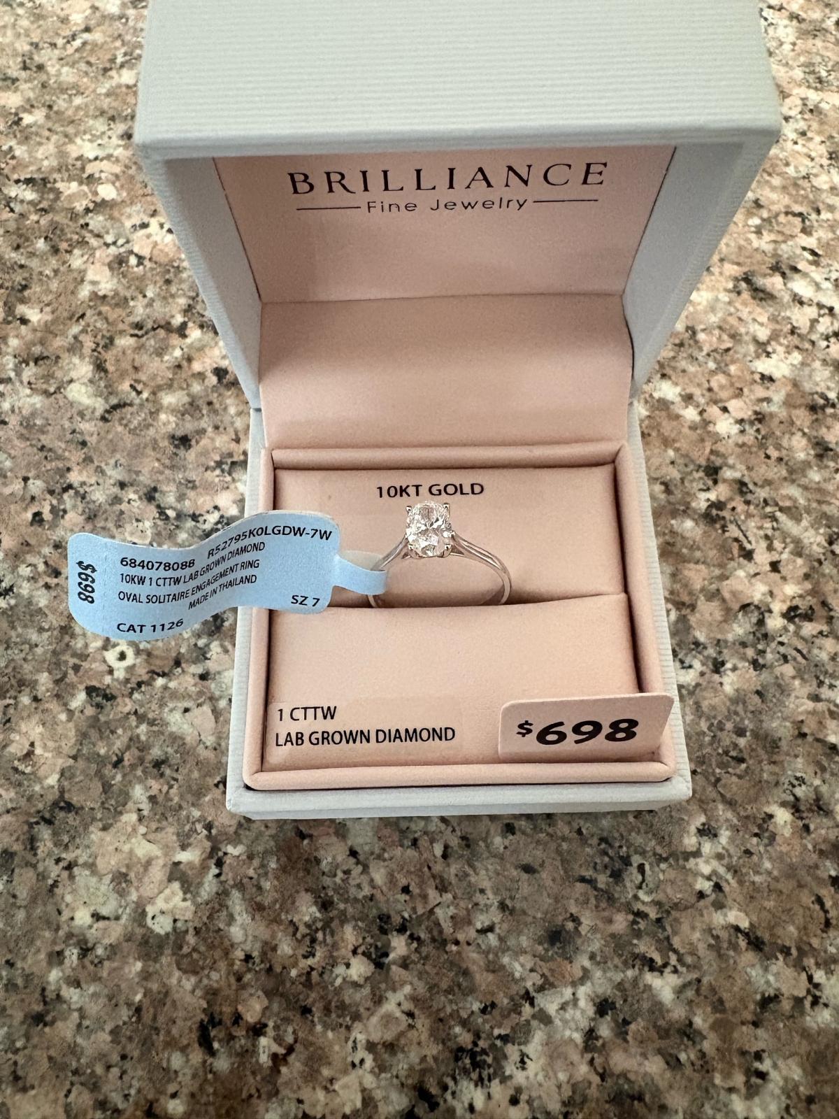 Brilliance 10K Gold 1 CTW LabGrown Oval Diamond Prong - Bellflower, California - FleaMarketBay
