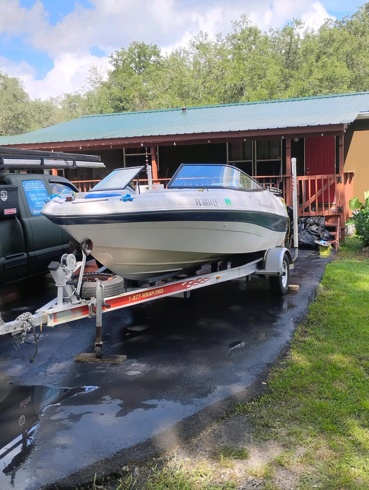 Boat 90 Johnson Motor Trailer Bimini TopCover - Brooksville, Florida - FleaMarketBay