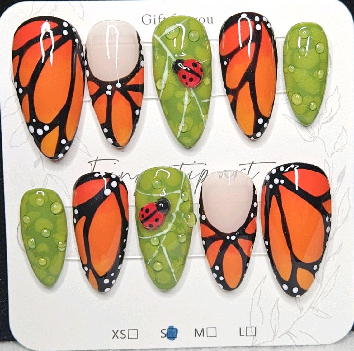 Handmade 3D Butterfly Press on Nails Sized Small - Huntsville, Texas - FleaMarketBay