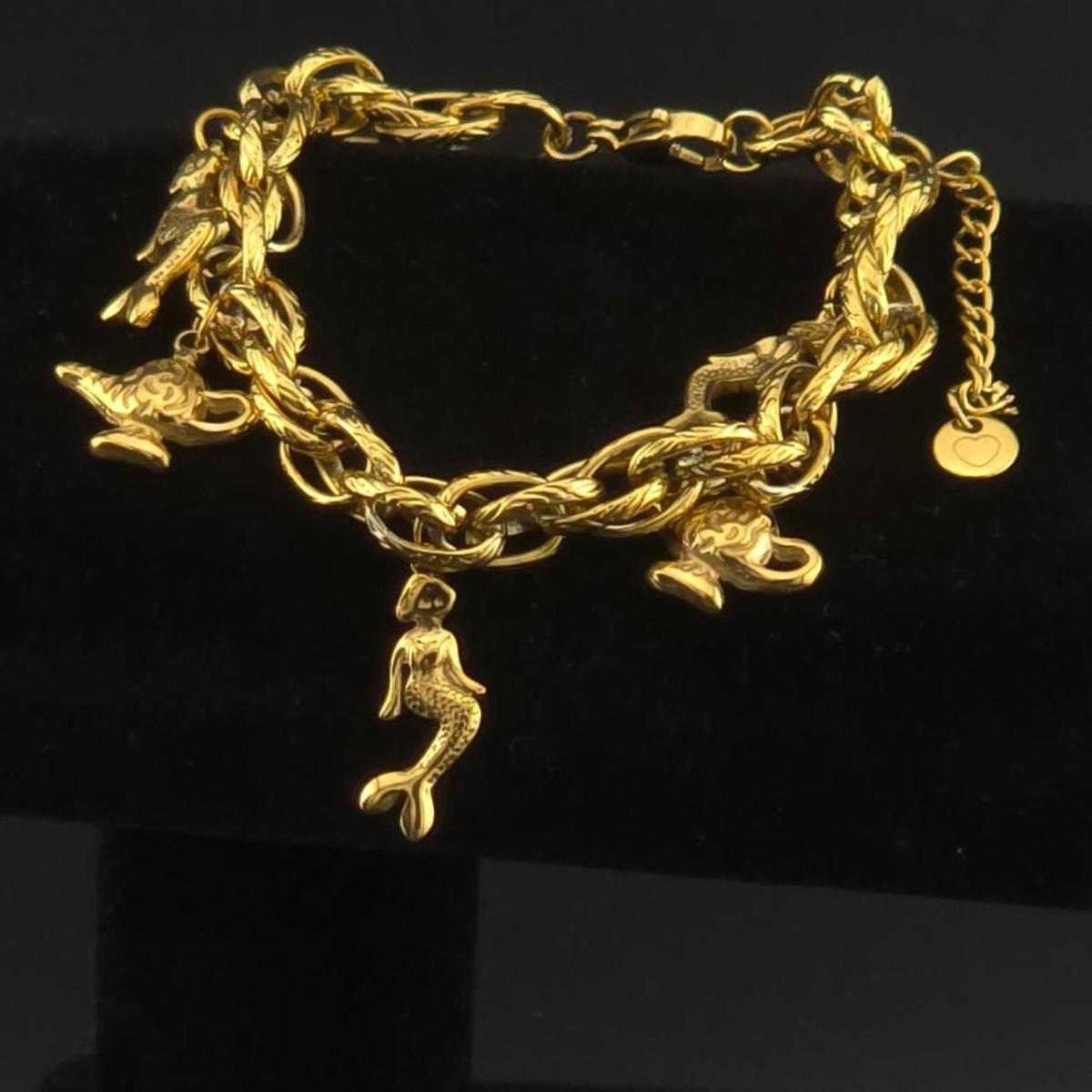 Gold tone #mermaid charm #fetish #bracelet #mermaidcore #jew - Saugus, Massachusetts - FleaMarketBay