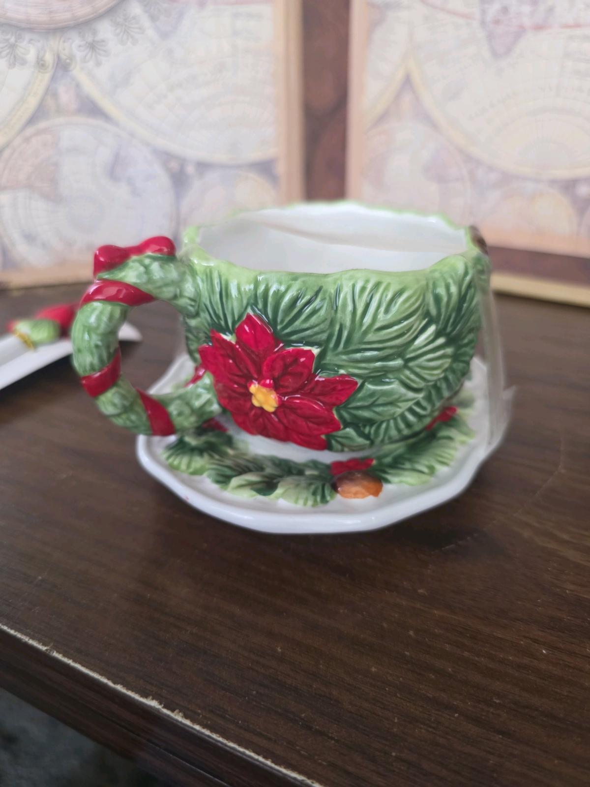 Corner Ruby cardinal teacup  saucer with a spoon new 3 x 45 - Orem, Utah - FleaMarketBay